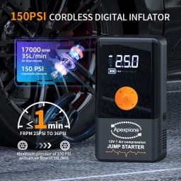16,000A Peak Portable Car Emergency Jump Starter with Tire Inflation Function, Portable Battery Booster Pack, Featuring Emergency Start, Tire Inflation, USB Input/Output, LED Lighting, LCD Digital Display - Multi-functional Automotive Repair Tool, Essenti