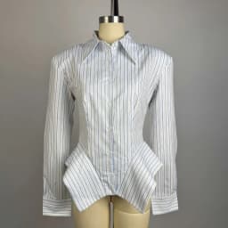 Women's Spring Summer Lapel Striped Fitted Asymmetrical Hem Shirt Casual Office Date 2026 New Trendy Feminine Fashion Shirt