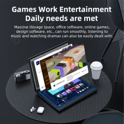 BYONE 11+11 Inch Dual Screen Laptop Intel Core I3 Gaming Laptop Dual Touch Screen Win11 Office Computer Tablet PC Notebook WiFi6
