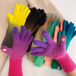 Winter Gloves for Women New Gradient Touchscreen Gloves Stretch Knit Warm Arm Mittens Outdoor Non-Slip Exposed Finger Guantes