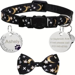 Personalized Cat Collar Pendant ID Engraving Name Tag Collar for Cat Necklace Puppy Kitten Bell Bow Tie Custom Small Dog Collar
