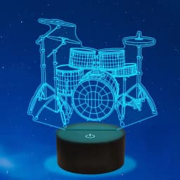 Drum Kit Night Light Led 3D Illusion Lamp for Kids Bedroom Table Bedside Lamp Musical Instrument Shop Home Party Decoration