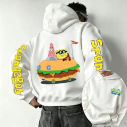Burger SpongeBob SquarePants and Patrick Star Cartoon Anime 2026 Spring and Autumn Men's and Women's Fashion Sports Hoodies