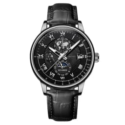 Luxury Man Watch Waterproof Chronograph Moon Phase Pattern Luminous Quartz Wristwatch Leather Strap Men Casual Clock
