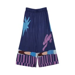 Pleated summer new FUN series elastic waist pocket fun printing casual straight-leg pants women trousers