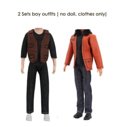 2 Sets/Pack Handmade Fashion Leather Clothes for Doll 11.5in/30cm Casual Cool Style 3pcs/Set Jacket Coat Vest and Pants