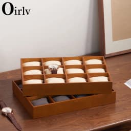 Oirlv New Retro Solid Wood 12 Grids Jewelry Display Tray Watch Bangle Organizer with Microfiber Jewelry Shops Display Props