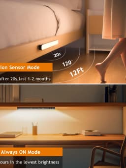 WILLED Motion Sensor Cabinet Warm Light Battery Display 60 LED Touch Light Bar Wireless Rechargeable Battery Night Light
