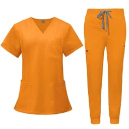 Short Sleeve V-neck Tops+jogger Pants Set Scrubs Uniform Suit Nursing Uniform Women Multicolor Pet Doctor Scrub Medical Workwear