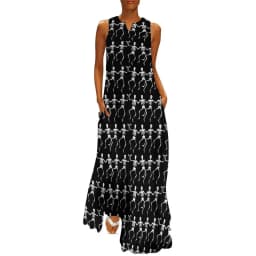 Skeleton Print Dress Spring Horror Monsters Street Style Bohemia Long Dresses Womens Night Club Maxi Dress Birthday Gift