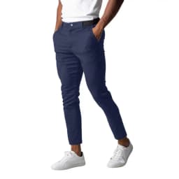 Solid Color Pants Elegant Slim Fit Men's Business Trousers with Elastic Waist Button Closure Pockets Solid Color for Comfort