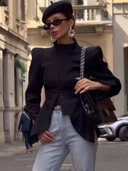 Women Coat Jacket Stand Collar Shoulder Pad Hook Front Jackets Cinched Waist Asymmetrical Hem Blazer Elegant Fashion Outerwear