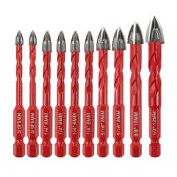 FOCSTOL Carbide Core Bit 6mm 10PCS Drill Bit Set Quick-fit Shank Tipped Hole Saw Woodworking For Plastic Masonry Ceramic Tile