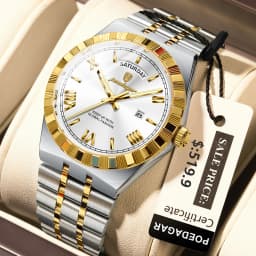 POEDAGAR Luxury Top Watch For Man Classic Week Date Waterproof Luminous Men Wristwatch Stainless Steel Quartz Men's Watches Male