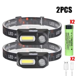 1-4PCS Strong Light Outdoor Head Lamp Cobled Multi Function Headlight USB Charging Head Mounted Flashlight Outdoor Night Fishing