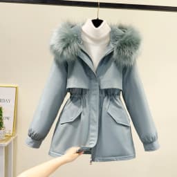 Women's down Cotton Jacket Short Thickened Winter New Style Fleece Lined Parka Korean Version Loose Cotton Coat
