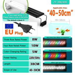 Aquarium LED Light Super Slim Fish Tank Aquatic Plant Grow Lighting Waterproof Bright Clip Lamp RGB LED 20-63cm for Fish Tank