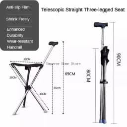 Portable Outdoor Foldable Crutch Chair Elderly Walking Stool Lightweight Mountain Climbing Beach Chairs Walking Stick Furniture