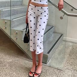 Women's Polka Dot Capri Leggings Pants Y2k Stretch Cropped Lounge Pant Workout Bottoms Joggers Yoga Streetwear