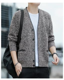 Men's Cardigan Sweater Cable Knit V Neck Buttons Cardigan with 2 Pockets Fall Winter Spring Man Clothes