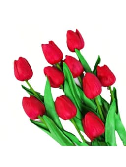 A Set of 6 Artificial Tulips, Suitable for Home Decoration and Tabletop Floral Decoration on Anniversaries (Vase Not Included)