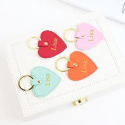 Customized Name Ins-Style Heart-Shaped PU Leather Multi-Color Simple Gift for Couples, Ladies, Bags, Car Keychains, Pendants