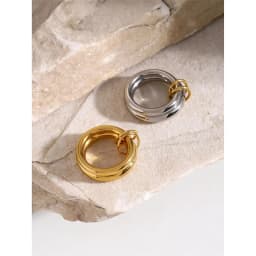 Unique Design Stainless Steel Hollow Irregular Geometric Ring for Women Waterproof Golden Fashion 2025 Charm Jewelry
