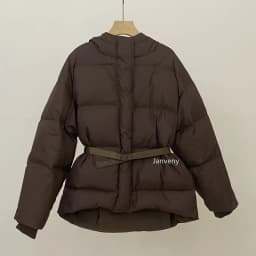 Janveny Winter Luxury Fluffy Duck Down Jacket Women Fashion Black Zipper Puffer Coat Casual Female Slim Feather Parkas With Belt