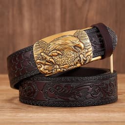 3.5CM Eagle Automatic Buckle Belt Emboss Cowskin Belt Quality Men Wasitbad Strap Genuine Leather Gift Business Belt For Jeans