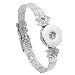 Wholesale 18mm Snap Bracelets High Quality Metal Silver Color Snap Button Bracelet Bangle Adjustable Chain Bracelets
