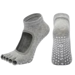 Women Backless Five Toe Yoga Socks Non-Slip Cotton Ladies Dance Ballet Socks Open Half Breathable Fitness Sport Sock for Pilates