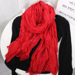 Solid Color 180*90cm Cotton Linen Scarf Retro Autumn Winter New Warm Silk Pleated Retro Thin Long Strip Shawl Men and Women's