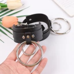 Ankle Belt Black O-Ring Ankle Punk Leather Feather Anklet Men's Women Alloy Pendant Accessories YK2 Ankle Belt