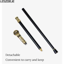 91cm Gold With Black Luxury Elegant Walking Stick Man Fashion Round Handle Walking Canes Women 2-Pieces Detachable Vintage Cane