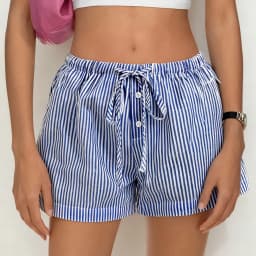 Xingqing y2k Mini Shorts Women Summer Clothes Solid Color/Striped Print Drawstring Elastic Waist Shorts Hot Pants Streetwear