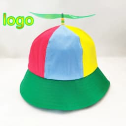 New Custom Logo Parent Child Cotton Helicopter Propeller Bucket Cap Outdoor Unisex Color Matching Sun Protection Fisherman Hat