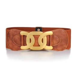 Golden CC Hook Buckle Elegant Belts for Women Retro Elastic Wide Belt Female Ladies Elastic Girdle with Skirt Dress Decorative