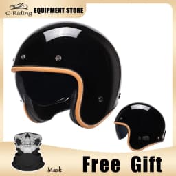 Jet Helmet DOT Open Face Helmet for Men Women Retro 3/4 Motorcycle Helmets Vintage Cafe Racer Half Face Helmet Capacete De Moto