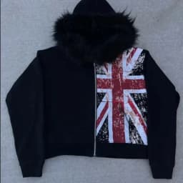 American retro autumn and winter thick jacket Gothic printing drawing loose zipper sweatshirt men and women hoodie streetwear