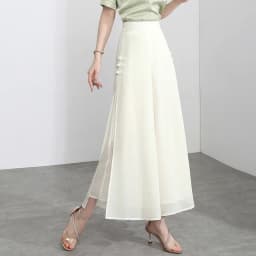Women Side Slit Chiffon Pants Summer Thin Elastic Waist Wide Leg Pants Chic Droop Trousers Chinese Style Nine Point Pants