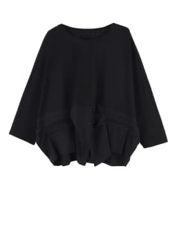 [EAM] Loose Fit Contrast Color Big Size Sweatshirt New Round Neck Long Sleeve Women Big Size Fashion Spring Autumn 2026 1D716