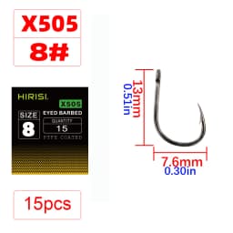 15 x PTFE Coated High Carbon Stainless Steel Barbed Fish Hook With Eye Carp Fishing Hook Link Accessories X505