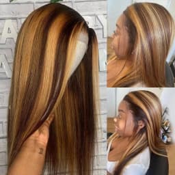 13x4 Glueless Blue Long Straight Synthetic Lace Front Wig Pre Plucked Ready To Wear for Women 24-32 Inch Daily Use