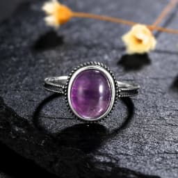 925 Silver Rings Natural Amethyst Gemstone Rings for Women Wedding Bands Anniversary Gift Fine Jewelry