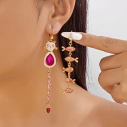 Exquisite Pearl Moon Asymmetric Water Drop Earrings For Women Korean Fashion Butterfly Flower Zircon Earring Wedding Jewelry