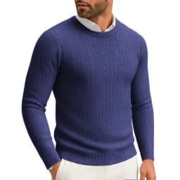 Men's Crewneck Knitted Pullover Sweater Fit Long Sleeve Casual Sweaters Winter Warm Twist Patterned Cable Work Jumper