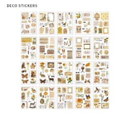 20 Sheets Vintage PET Sticker Book Diy Diary Butterfly INS Album Scrapbooking Retro Flower Material Paper Decorative Stickers