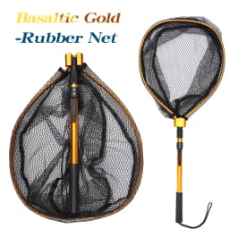 HISTAR Ultralight Portable Soft Rubber Mesh With Stainless Steel Handle Fly Fishing Tool Accessories Foldable Landing Net