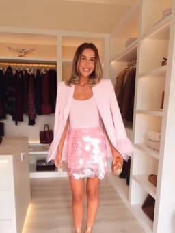 Sexy Women's Pink Sequin Mini Skirt Large Disc Sequin Detail Sparkly Party Skirts Cocktail Date Night Slim Fit Party Clubwear