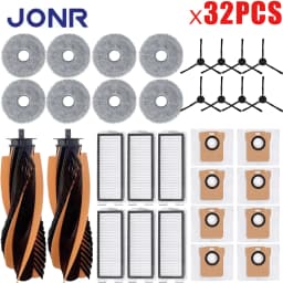 Spare Parts For JONR P20 PRO/T5 Pro Robot Vacuum Cleaner, Main Side Brush Hepa Filter Mop Cloth Mop Pad Dust Bag Replacement